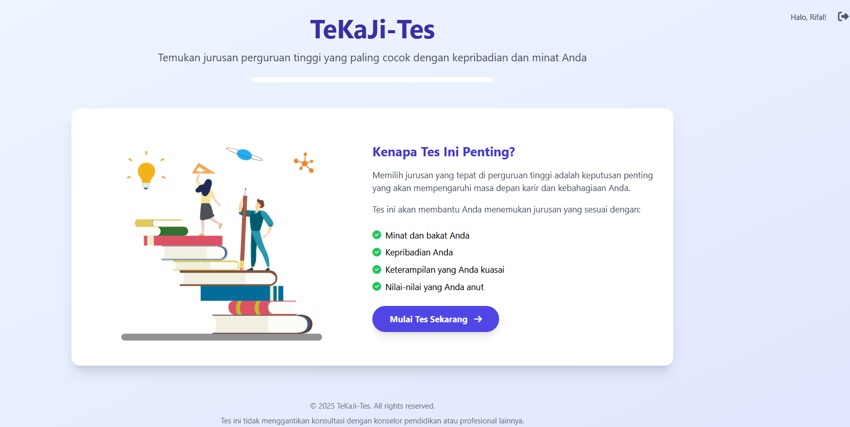 Pengembangan Website TeKaJi: Tes Kecocokan Jurusan Masuk Perguruan Tinggi